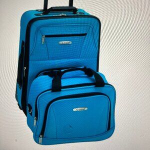 Rockland Fashion Softside Upright 2 Pc Luggage, Turquoise, Telescope Handle